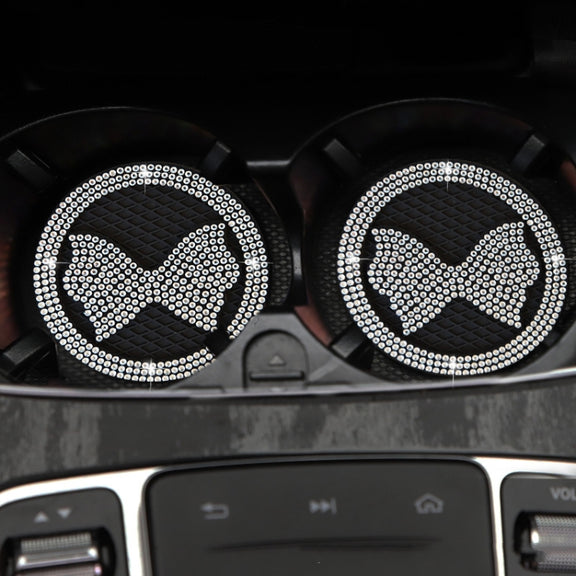 Car Multifunctional Anti-slip Coaster with Diamond Bow Crystal(Black)