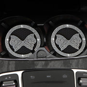 Car Multifunctional Anti-slip Coaster with Diamond Bow Crystal(White)