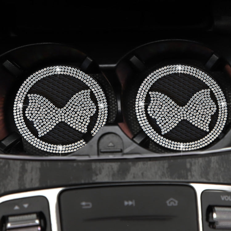 Car Multifunctional Anti-slip Coaster with Diamond Bow Crystal(Red)