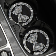 Car Multifunctional Anti-slip Coaster with Diamond Bow Crystal(Red)