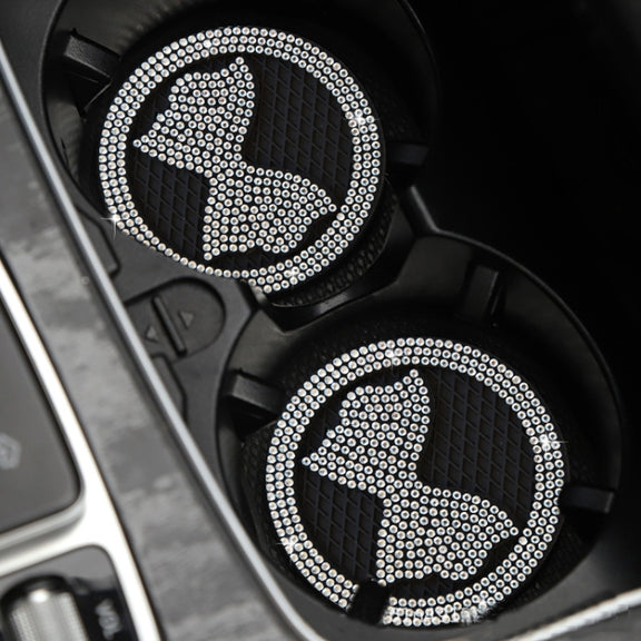 Car Multifunctional Anti-slip Coaster with Diamond Bow Crystal(White)