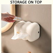 Cloud Tissue Box Tabletop Cream Style Wall Hanging Plastic Napkins Holder(White)