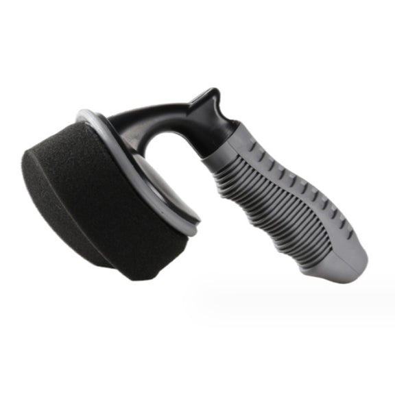 Durable Car Tire Waxing Curved Sponge Brush(Sponge+Handle)
