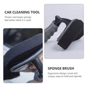 Durable Car Tire Waxing Curved Sponge Brush(Sponge+Handle)