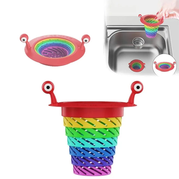 Retractable Rainbow Monster Universal Floor Drain Kitchen Sink Strainer(110x118mm)
