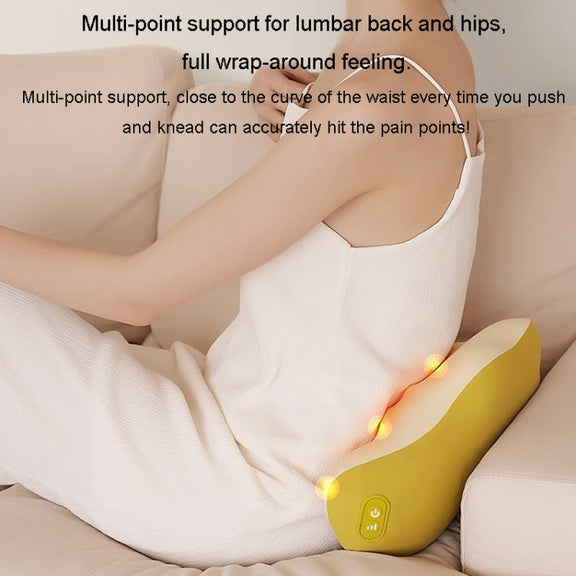 Multi-Function Lumbar Massager Car Cervical Hot Waist Massage Pillow, Specification: Charging Model Yellow