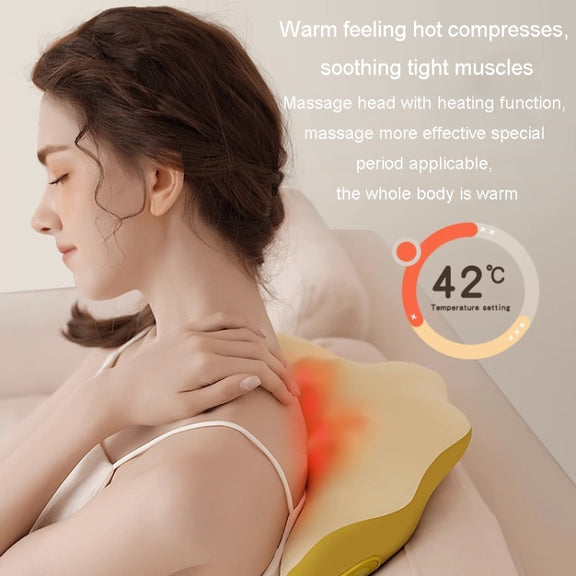 Multi-Function Lumbar Massager Car Cervical Hot Waist Massage Pillow, Specification: Charging Model Yellow