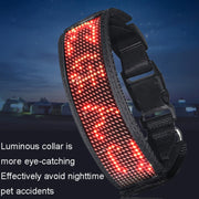 LED Display Pet Collar Rechargeable High Visibility DIY Single Color Collar(Red)