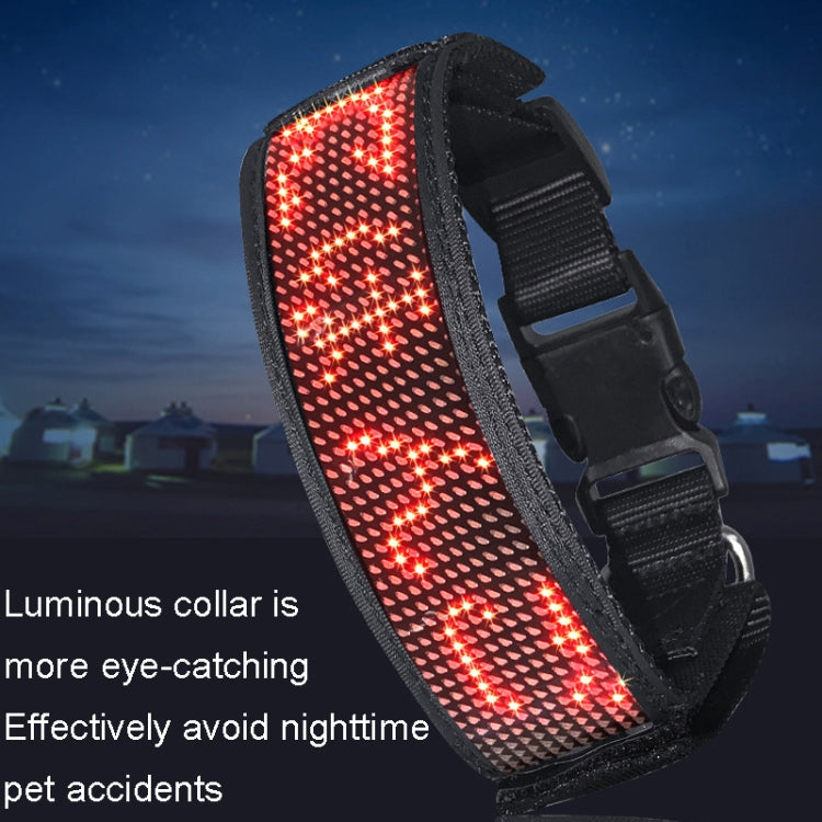 LED Display Pet Collar Rechargeable High Visibility DIY Single Color Collar(Red)