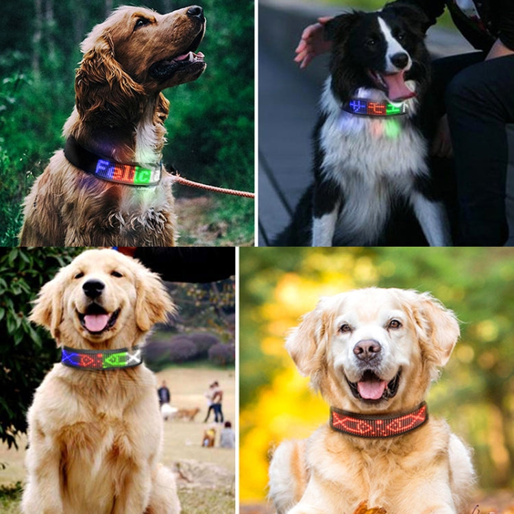 LED Display Pet Collar Rechargeable High Visibility DIY Single Color Collar(Red)