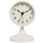 Metal Retro Silent Table Alarm Clock Student Bedside Clock With Night Light(Milk White)