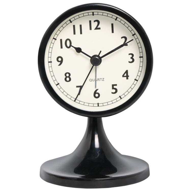 Metal Retro Silent Table Alarm Clock Student Bedside Clock With Night Light(Black)