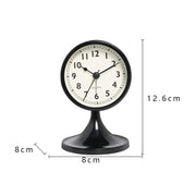 Metal Retro Silent Table Alarm Clock Student Bedside Clock With Night Light(Milk White)