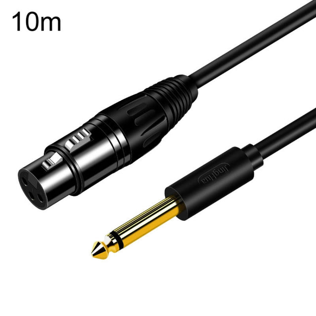 JINGHUA 6.5 Male To Female XLR Audio Cable 6.35 Three Core Balanced Microphone Mixer, Size: 10m(Black)