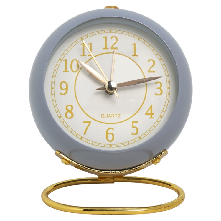 Round Metal Clock Silent Children Electronic Alarm Clock with Light(Purple)