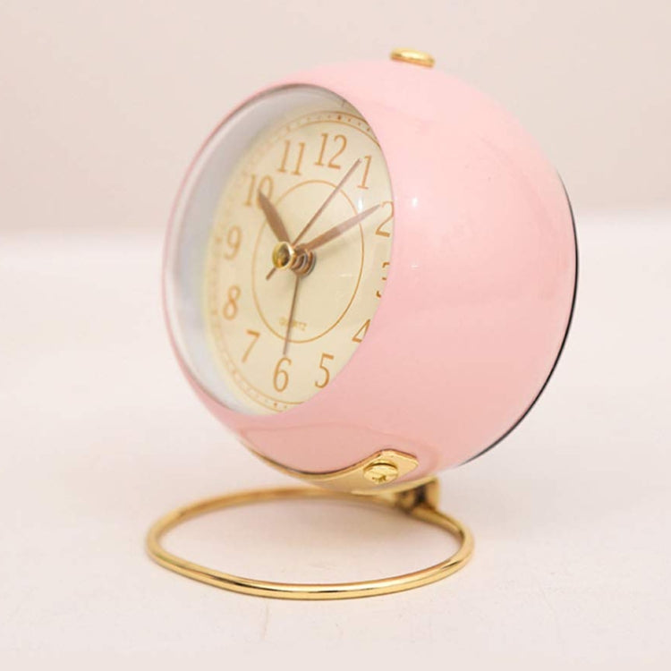 Round Metal Clock Silent Children Electronic Alarm Clock with Light(Purple)