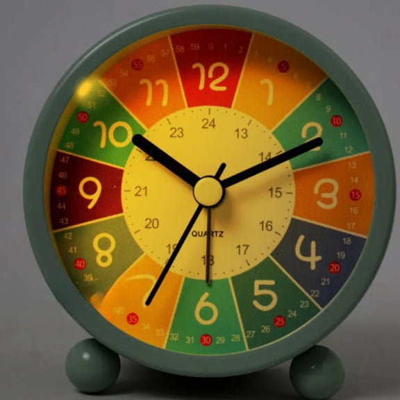 Children Educational Alarm Clock Desktop Mute Small Clock With Night Light, Style: Yellow