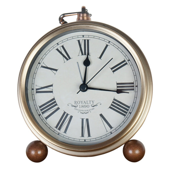 Retro Iron Alarm Clock Simple Desktop Quartz Clock, Style: Roman Number