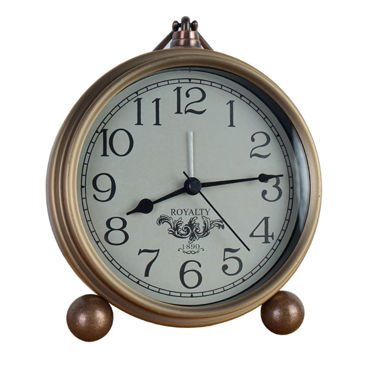 Retro Iron Alarm Clock Simple Desktop Quartz Clock, Style: Arab Number