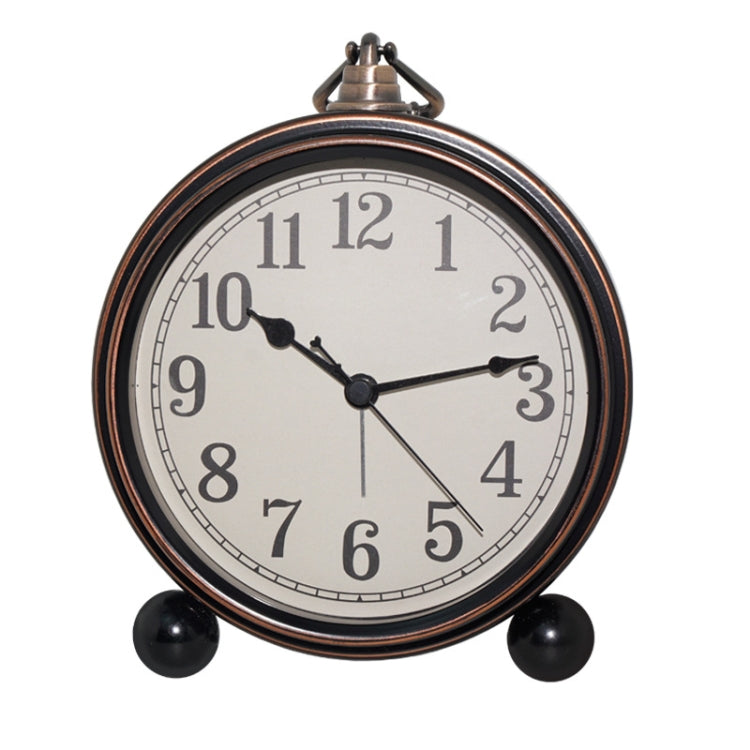 Retro Iron Alarm Clock Simple Desktop Quartz Clock, Style: Black