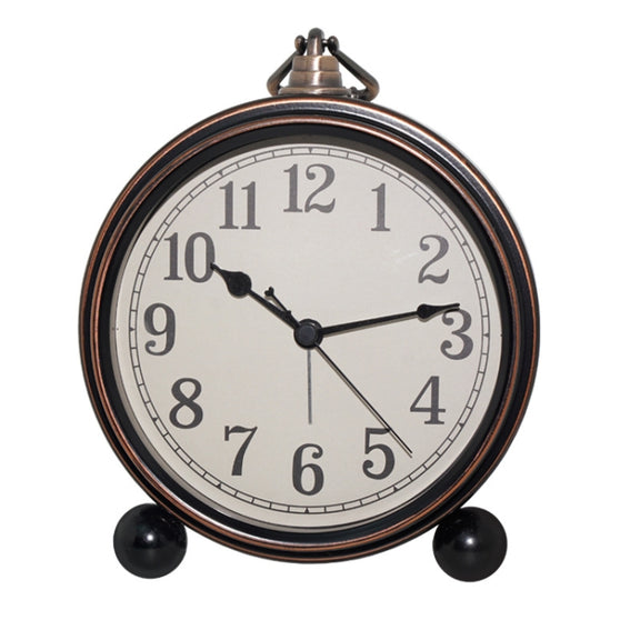 Retro Iron Alarm Clock Simple Desktop Quartz Clock, Style: Black