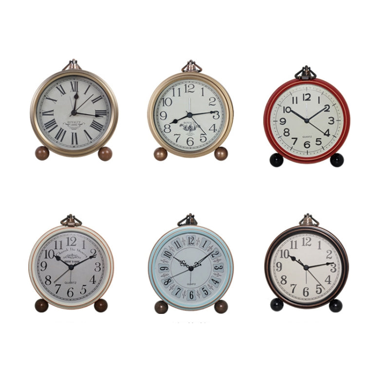 Retro Iron Alarm Clock Simple Desktop Quartz Clock, Style: Black