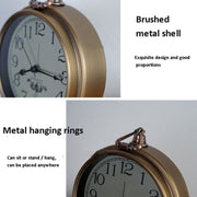 Retro Iron Alarm Clock Simple Desktop Quartz Clock, Style: Arab Number