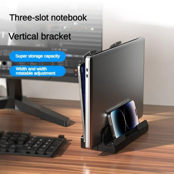 Dual-Purpose Laptop Vertical Stand Storage Rack Desktop Heightening Cooling Base(White)
