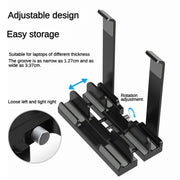Dual-Purpose Laptop Vertical Stand Storage Rack Desktop Heightening Cooling Base(Black)