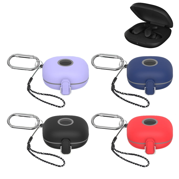 For Beats Fit Pro Switch Type Anti-fall Earphone Protective Case with Buckle Lanyard(Black)