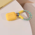 For AirPods 2  / 1 Dopamine Contrast Color Silicone Earphone Cover With Hand Strap(Yellow) - For AirPods 1/2 by PMC Jewellery | Online Shopping South Africa | PMC Jewellery | Buy Now Pay Later Mobicred
