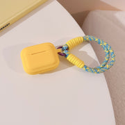For AirPods 2  / 1 Dopamine Contrast Color Silicone Earphone Cover With Hand Strap(Yellow)
