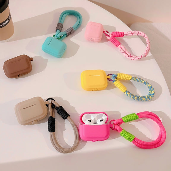 For AirPods 3 Dopamine Contrast Color Silicone Earphone Cover With Hand Strap(Green)