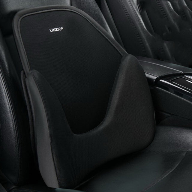 LINXICP 3 In 1 Car Seat Lumbar Cushion Summer Special Memory Foam Breathable Car Back Pad(Black)