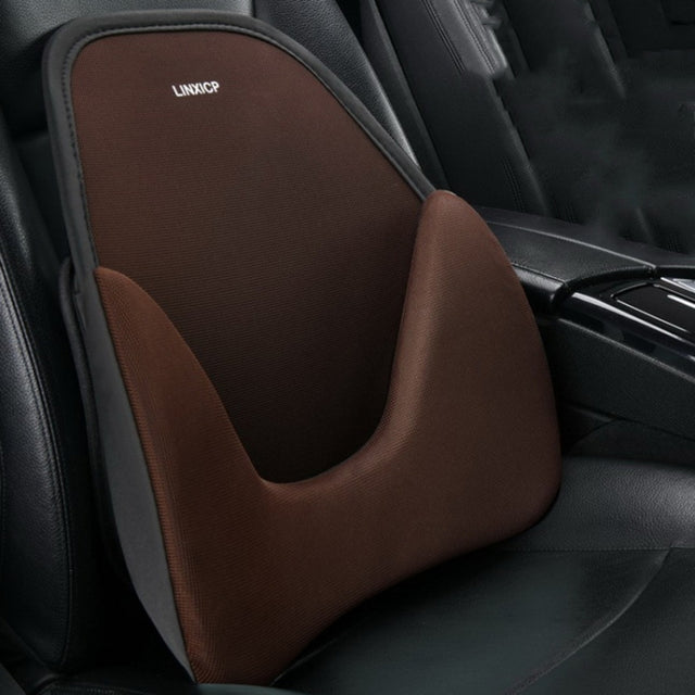 LINXICP 3 In 1 Car Seat Lumbar Cushion Summer Special Memory Foam Breathable Car Back Pad(Coffee)
