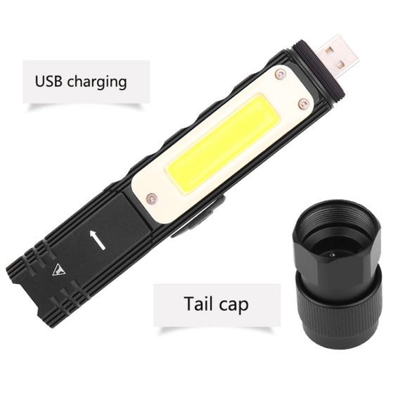 XPG+COB Red White Light USB Rechargeable Folding Strong Light Flashlight, Style: 3189A Large