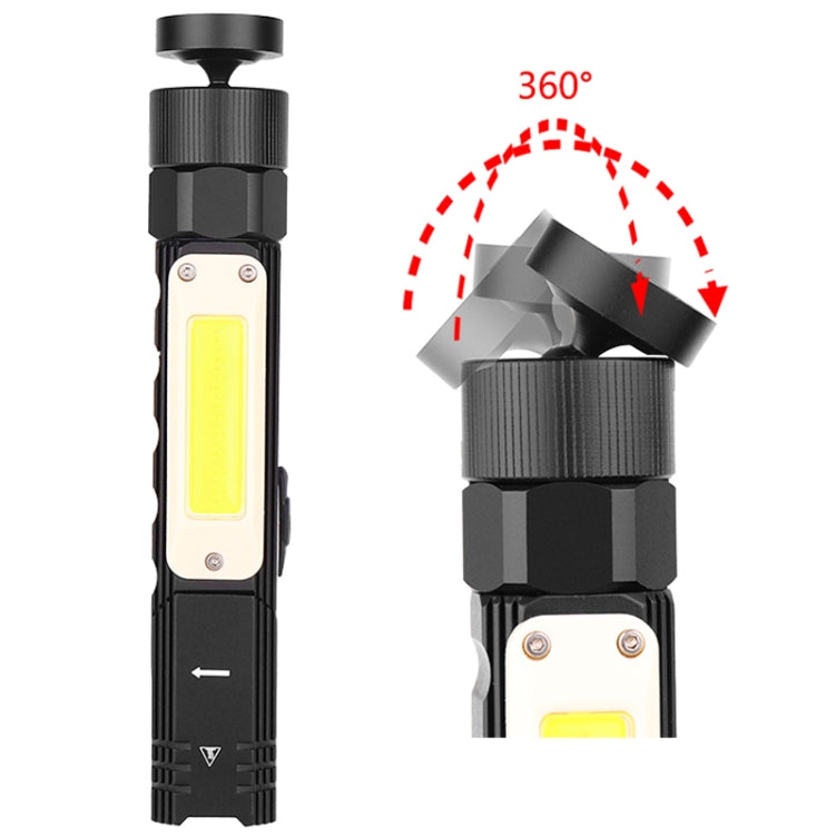 XPG+COB Red White Light USB Rechargeable Folding Strong Light Flashlight, Style: 3189B Small With Headlight Belt