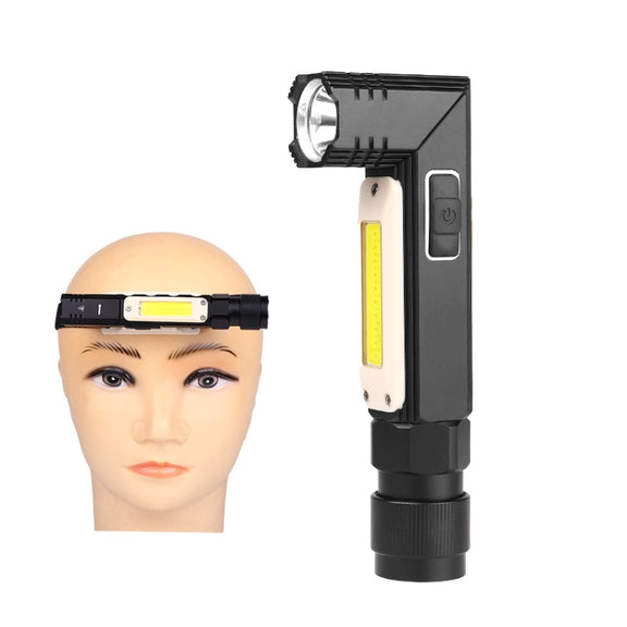 XPG+COB Red White Light USB Rechargeable Folding Strong Light Flashlight, Style: 3189B Small With Headlight Belt