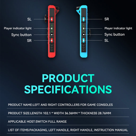 JOY-02 Gaming Left And Right Handle With RGB Lights Body Feel Bluetooth Gamepad For Switch / Switch OLED / Switch Pro / Switch Lite / Switch Joycon(Green Blue)