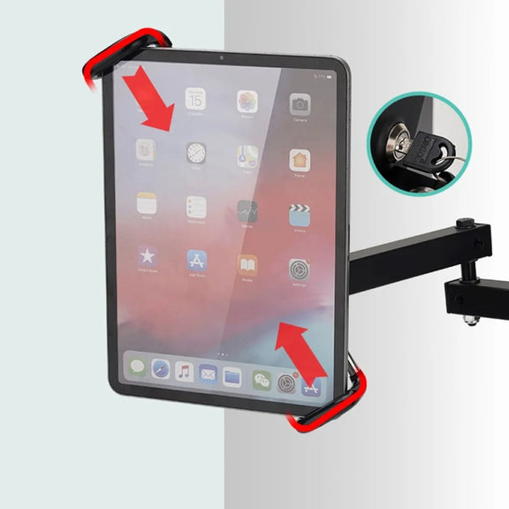 Tablet Wall Mount Holder Foldable Extendable Aluminum Alloy Mount With Anti Theft Security Lock