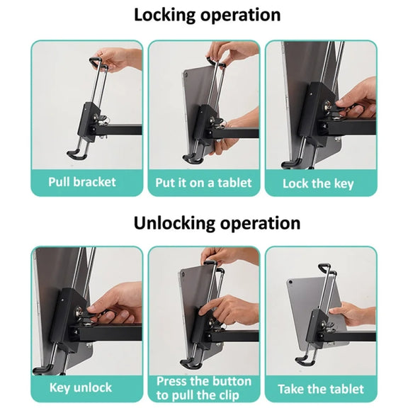 Tablet Wall Mount Holder Foldable Extendable Aluminum Alloy Mount With Anti Theft Security Lock