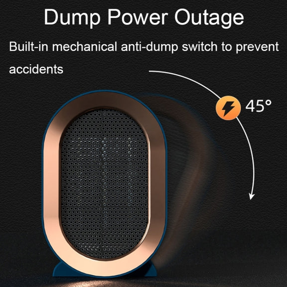 Small Desktop Electric Heater Home PTC Instant Energy-saving Heater, Spec: UK Plug(Blue)