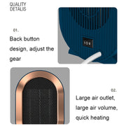 Small Desktop Electric Heater Home PTC Instant Energy-saving Heater, Spec: UK Plug(Blue)