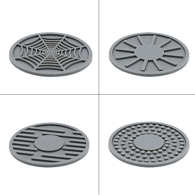 4pcs/set 6.8x0.3cm Car Anti-slip Silicone Water Coaster Storage Interior, Color: Wine Red