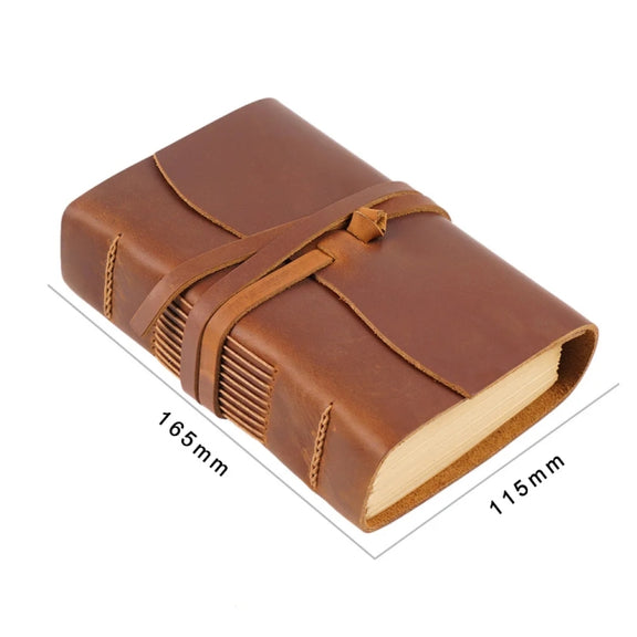 Genuine Leather Retro Notebook Diary Thickened Sketchbook Notepad(Crazy Horse Brown)