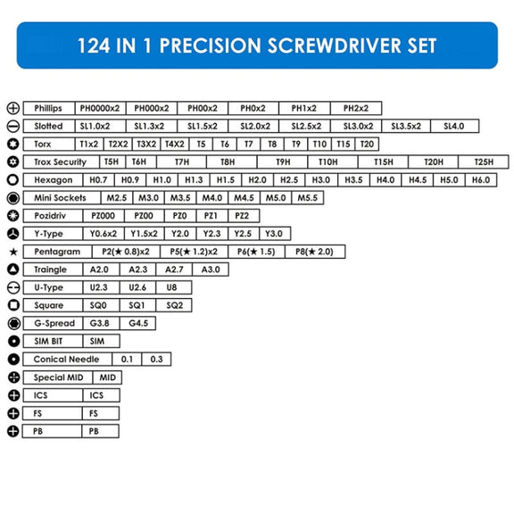 124 In 1 Multipurpose Manual Screwdriver Set Household Cell Phone Computer Repair Tools