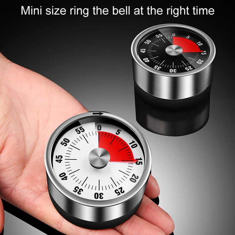 Kitchen Stainless Steel Mechanical Timer Student Time Management Reminder Baking Alarm Clock(Black)