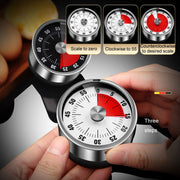 Kitchen Stainless Steel Mechanical Timer Student Time Management Reminder Baking Alarm Clock(Black)