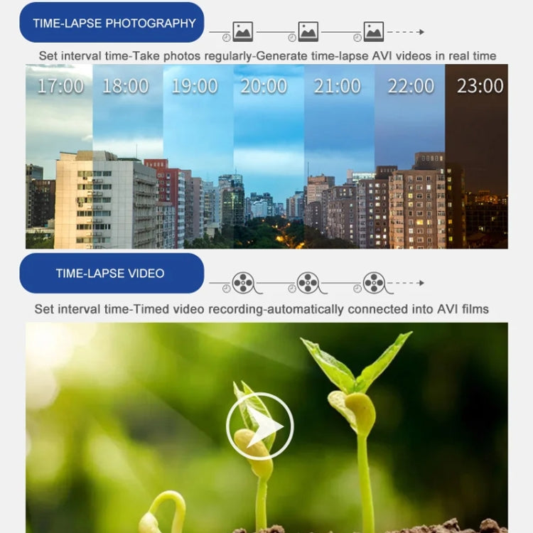 4K Time-Lapse Camera Microlight Full Color Night Vision Security Recording Construction Site Time-Lapse Camera(Black)