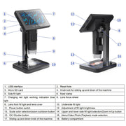HD Electronic Digital Microscope 5 Inch Screen Touch Key 8000X Biological Cell Electronic Magnifying Glass
